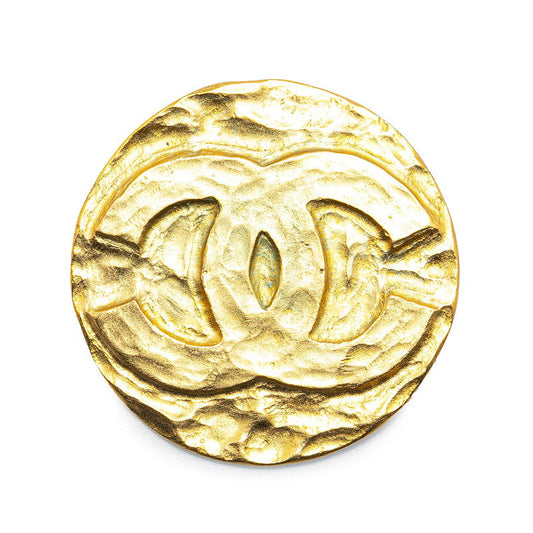 Chanel Gold Plated Coco Mark Round Brooch 95P