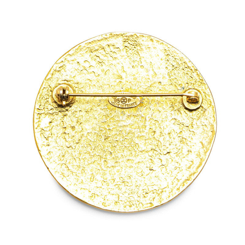 Chanel Gold Plated Coco Mark Round Brooch 95P
