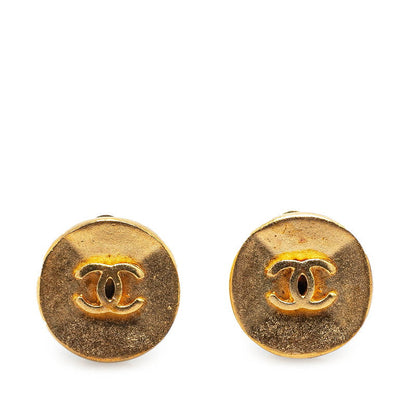 Chanel Gold Plated Coco Mark Vintage Earrings 93A