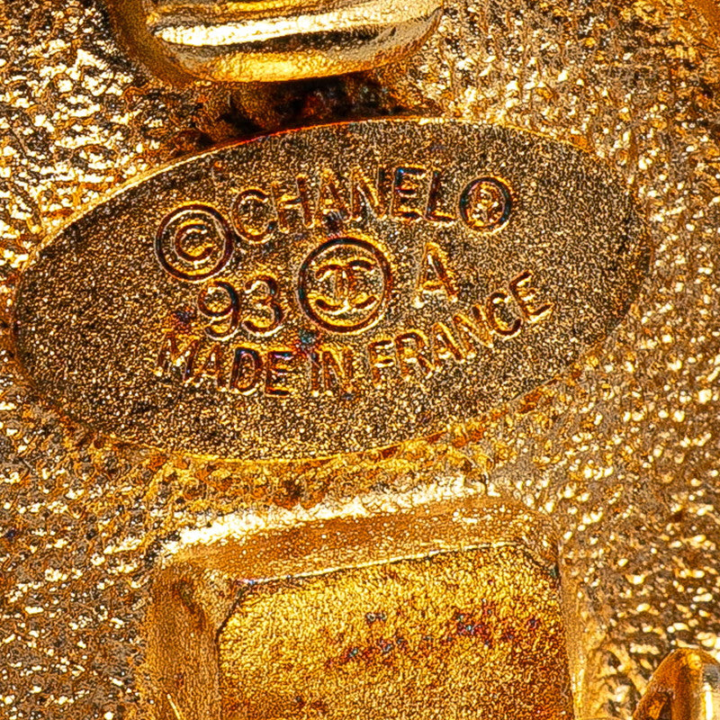 Chanel Gold Plated Coco Mark Vintage Earrings 93A