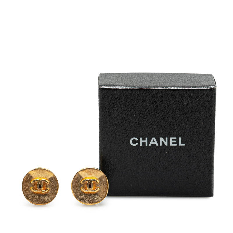 Chanel Gold Plated Coco Mark Vintage Earrings 93A