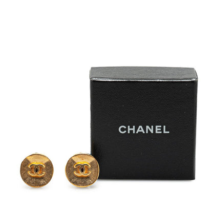 Chanel Gold Plated Coco Mark Vintage Earrings 93A