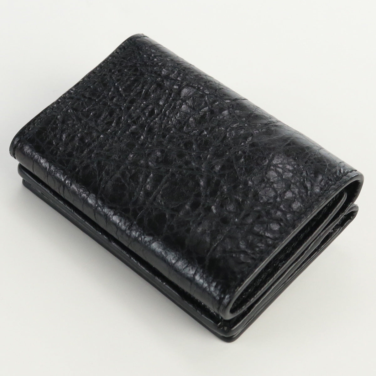 BALENCIAGA 477455 Mini wallet trifold wallet compact leather color black unisex