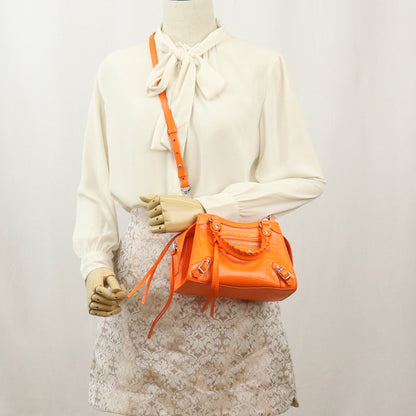 BALENCIAGA 638524 neo classic city mini Handbag shoulder bag 2WAY leather orange Women