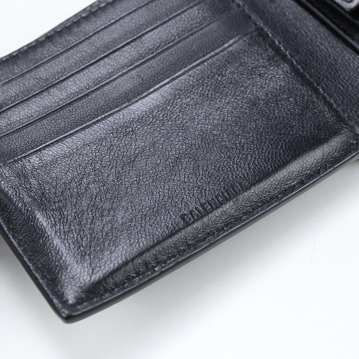 BALENCIAGA fold coin wallet Bi-fold wallet with coin purse leather mens