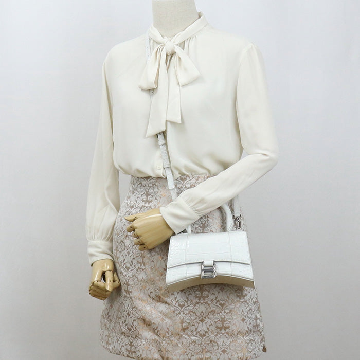 ALENCIAGA 592833 9016 XS Handbag Hour glass Handbag Calfskin white Women