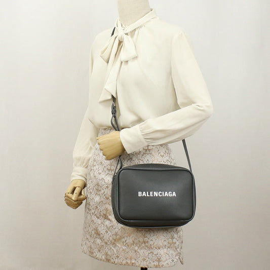 BALENCIAGA 489812 Camera bag Every day Diagonal shoulder bag leather gray Women