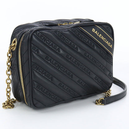 BALENCIAGA 502026 1000 ChainShoulder Bag Diagonal leather black Women