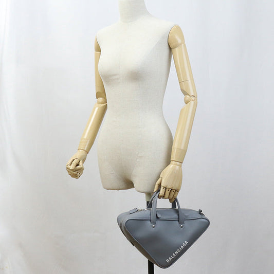 BALENCIAGA 476975 triangle duffel 2way Handbag Shoulderbag Calfskin Gray Women