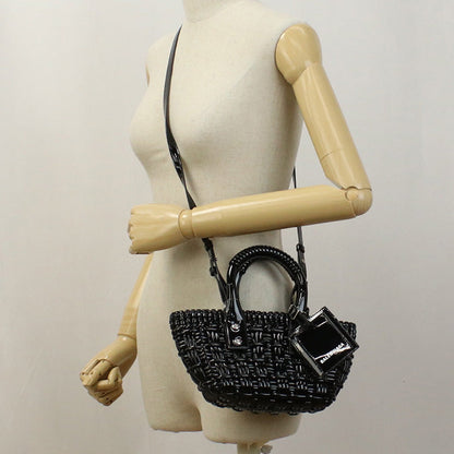 BALENCIAGA 678028 2IE2Y 1000 XXS With Strap Basket bistro Tote Bag Shoulder bag Polyurethane black Wome