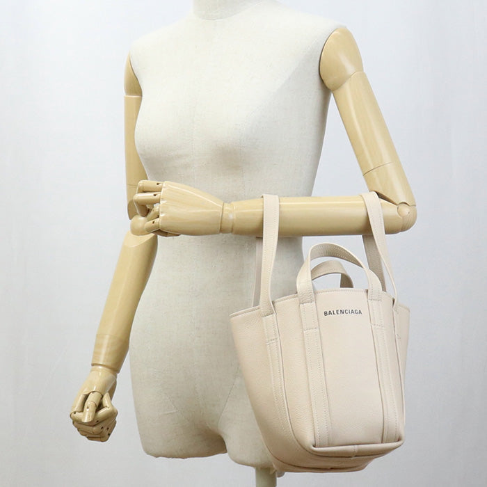 BALENCIAGA 672793 XS North-South Everyday 2way Handbag  Calfskin Beige