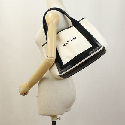 BALENCIAGA 339933 Navy kabas S Tote Bag Sling Bag Handbag canvas white Women