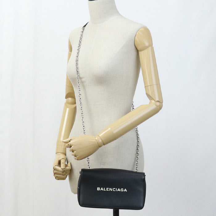 BALENCIAGA 502027 Chain wallet Every day Crossbody bag leather black Women