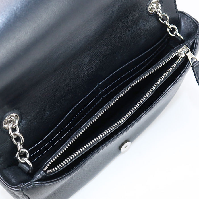 BALENCIAGA 502027 Chain wallet Every day Crossbody bag leather black Women