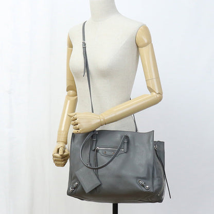 BALENCIAGA 432596 2WAY Tote Bag paper Crossbody bag leather gray Women(unisex)