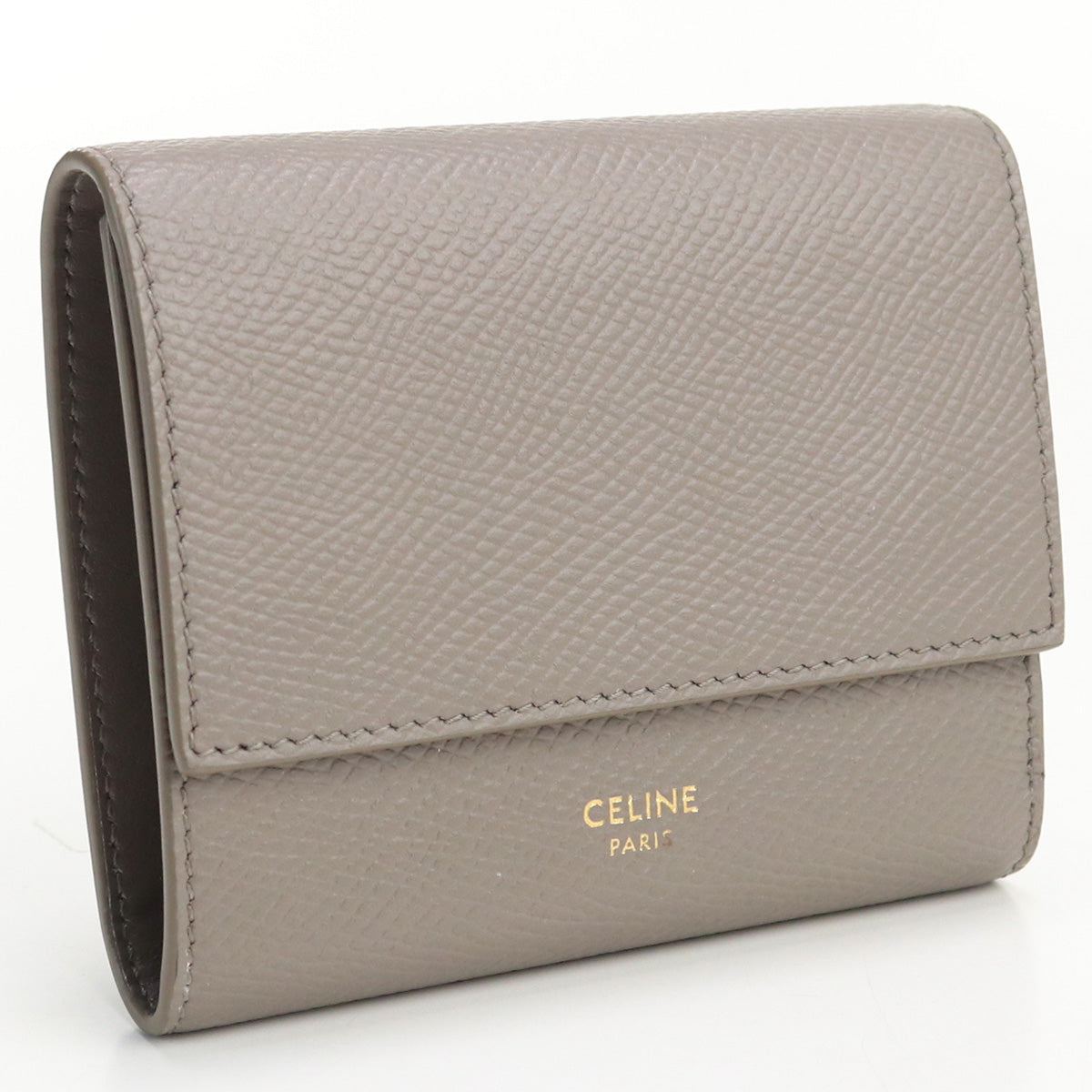 CELINE Small Three-fold wallet with coin purse Calfskin Leather Gray Women