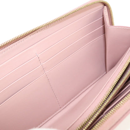 CELINE 10B553BEL Large zipped wallet PurseZip Around leather Women Pink Beige