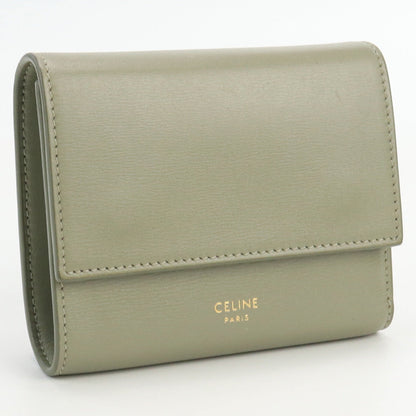 CELINE Small trifold wallet Bi-fold wallet compact wallet leather Gray Women