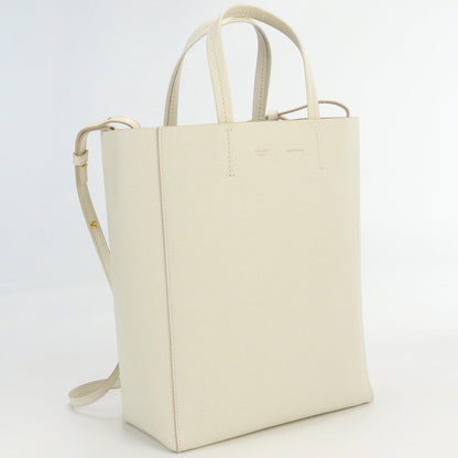 CELINE Vertical Hippo Small Tote Bag shoulder bag 2way leather White Women