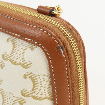 CELINE 10E38 2CBX 01TA Clutch with chain Triomphe canvas Shoulder bag PVC White Women
