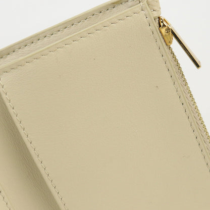 CELINE strap trifold wallet compact wallet Calfskin beige Women