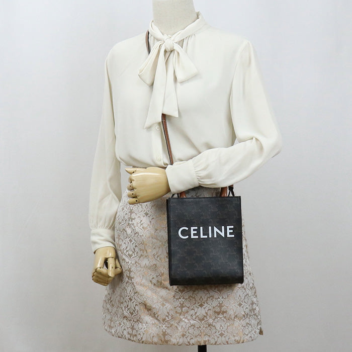 CELINE 19743 2BZK 04LU Mini vertical hippopotamus Triomphe canvas Handbag PVC