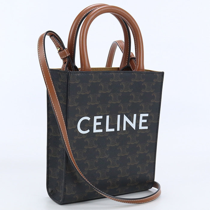 CELINE 19743 2BZK 04LU Mini vertical hippopotamus Triomphe canvas Handbag PVC