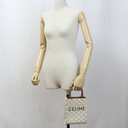 CELINE 19437 2BZK 01BC hippopotamus Triomphe canvas 2way Handbag PVC White