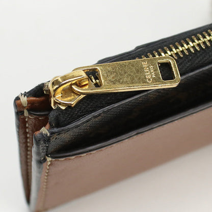 CELINE 10F99 2BZ9 04LU Card holder with zip Triomphe canvas PVC brown unisex