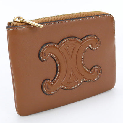 CELINE 10C66 3DR8 04LU Cuir Triomphe Card ＆ Coin Case leather Brown