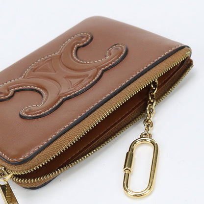 CELINE 10C66 3DR8 04LU Cuir Triomphe Card ＆ Coin Case leather Brown