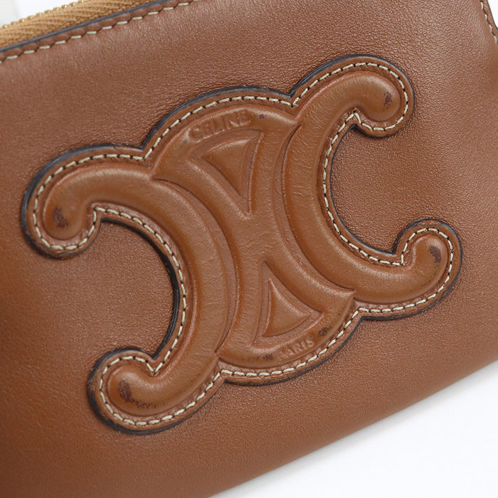 CELINE 10C66 3DR8 04LU Cuir Triomphe Card ＆ Coin Case leather Brown