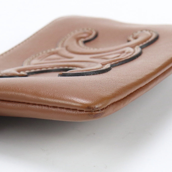 CELINE 10C66 3DR8 04LU Cuir Triomphe Card ＆ Coin Case leather Brown