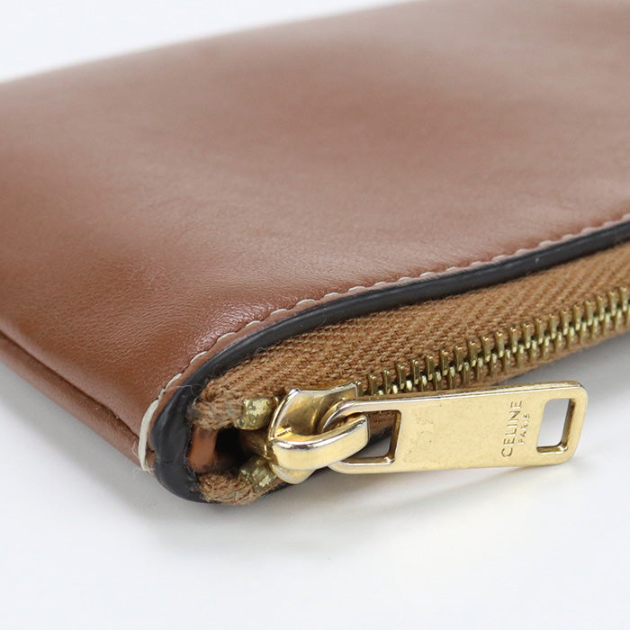 CELINE 10C66 3DR8 04LU Cuir Triomphe Card ＆ Coin Case leather Brown