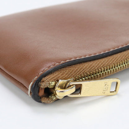 CELINE 10C66 3DR8 04LU Cuir Triomphe Card ＆ Coin Case leather Brown