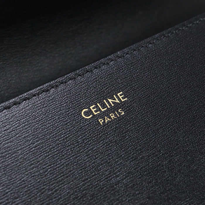 CELINE 10E31 3DPV 38NO Large wallet Triomphe Long wallet with double fold coin purse Calfskin Black Women