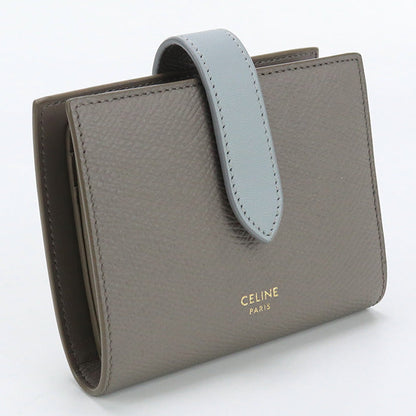 CELINE 10H26 3BRU 10PI Small strap wallet Bi-fold wallet with coin purse Calfskin gray Women