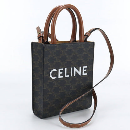 CELINE Tote Bag Mini vertical hippopotamus PVC/Triomphe canvas Brown Women