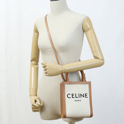 CELINE 19330 02BNZ Tote Bag Mini vertical hippopotamus canvas/leather Women