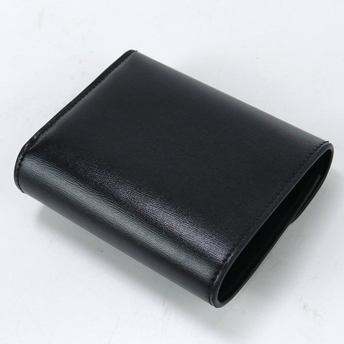 CELINE 10D78 3DPV 38NO Tri-fold wallet Triomphe Steel flap wallet Calf leather black Women