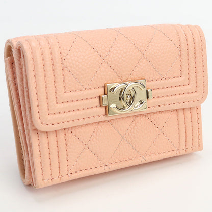 CHANEL Small flap wallet Tri-fold wallet with coin purse caviar pink Women