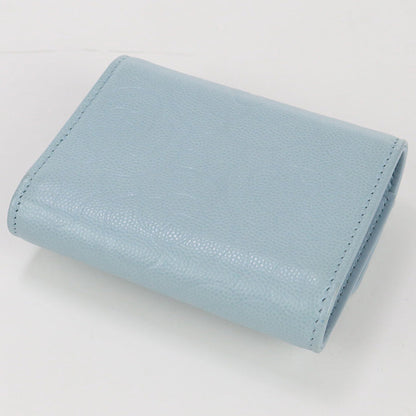 CHANEL 31962291 Tri-fold wallet Camelia flap wallet leather Light Blue Women