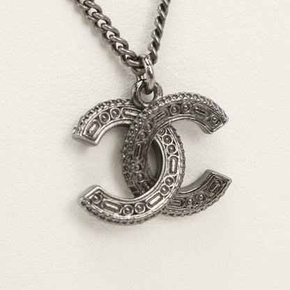 CHANEL Rhinestone Necklace COCO Mark metal black Women