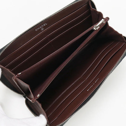 CHANEL AP0242 Long Wallet Matrasse Zipper Wallet Purse lambskin black Women