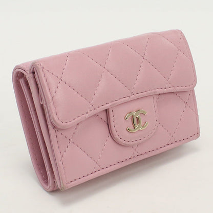 CHANEL A84401 Tri-fold wallet Classic Small flap wallet.Compact Wallet lambskin pink Women