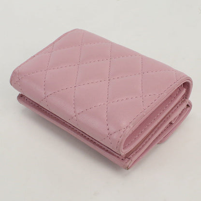 CHANEL A84401 Tri-fold wallet Classic Small flap wallet.Compact Wallet lambskin pink Women