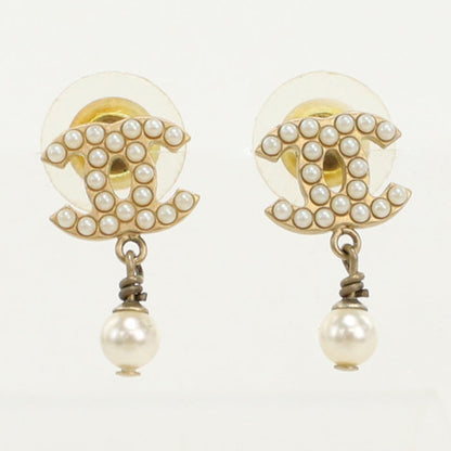 CHANEL Line Pearl Pierce COCO Mark metal gold Women