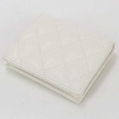 CHANEL Bi-fold wallet Matrasse Compact wallet Flap Wallet Caviar skin white Women
