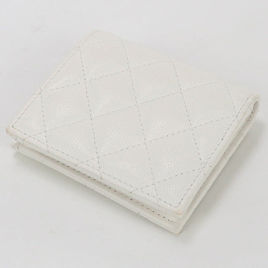 CHANEL Bi-fold wallet Matrasse Compact wallet Flap Wallet Caviar skin white Women