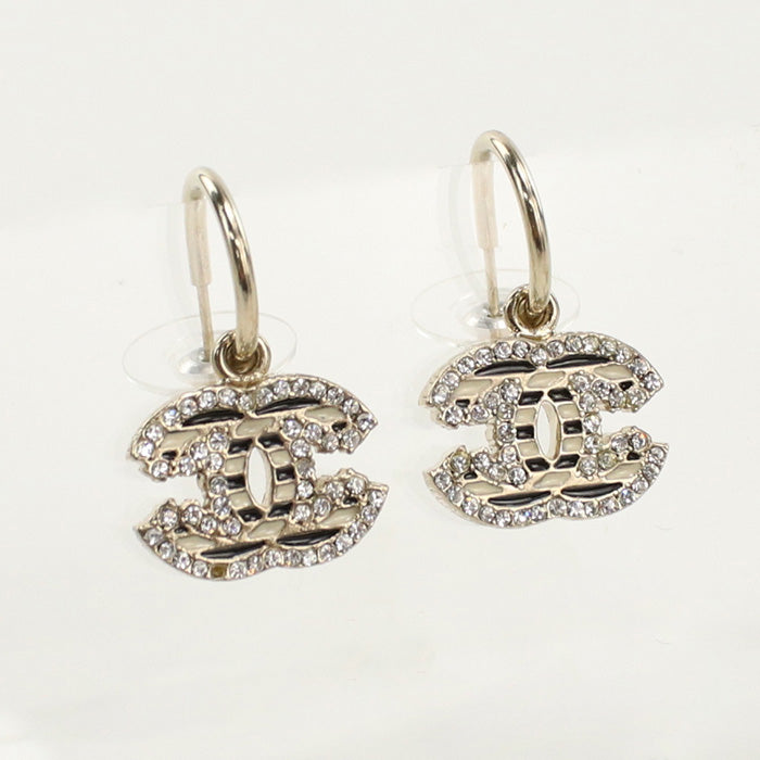 CHANEL Rhinestone Pierce COCO Mark metal gold Women
